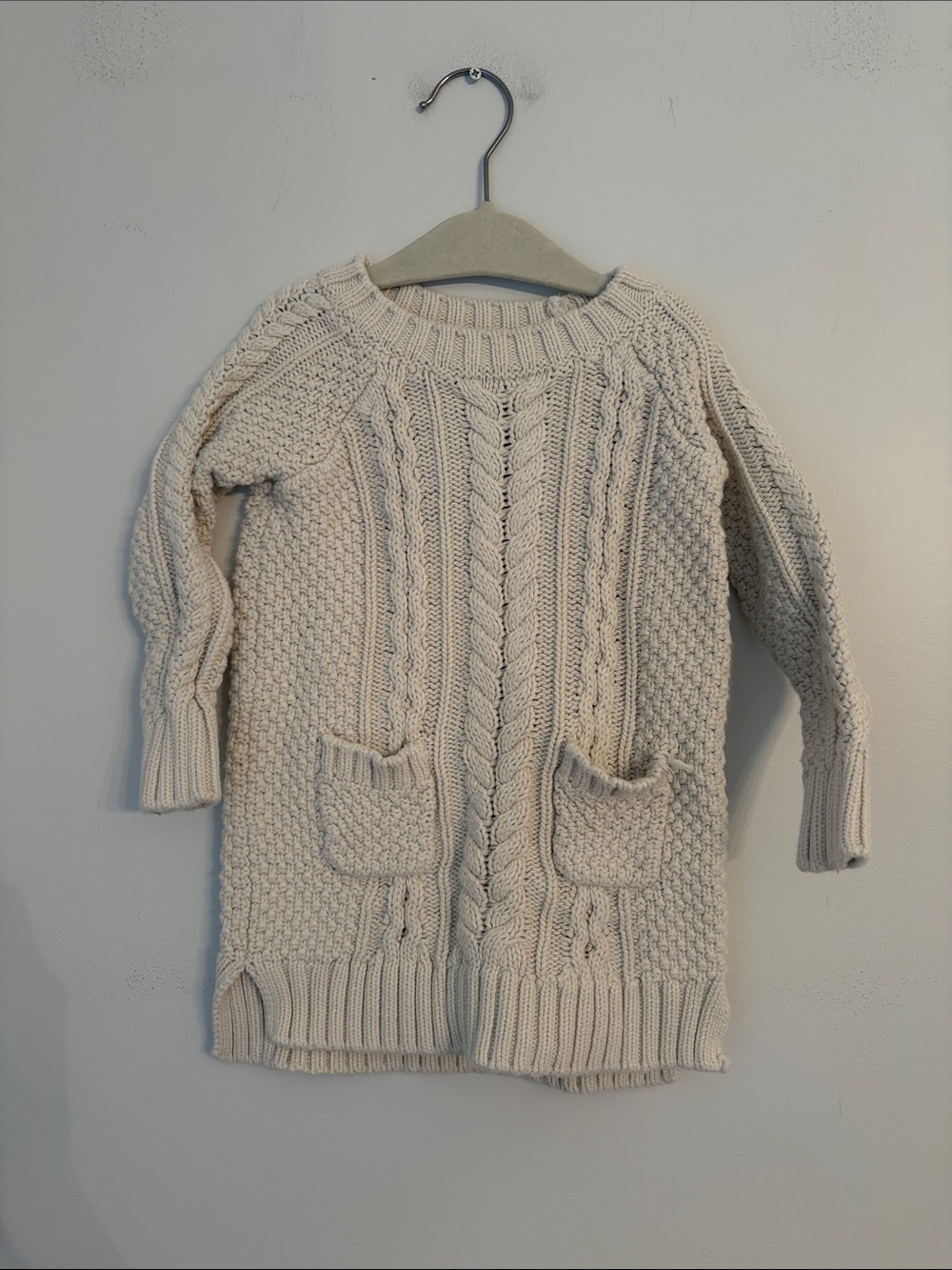 GAP BabyGap Cream Toddler Cable Knit Sweater Dress Size 2T